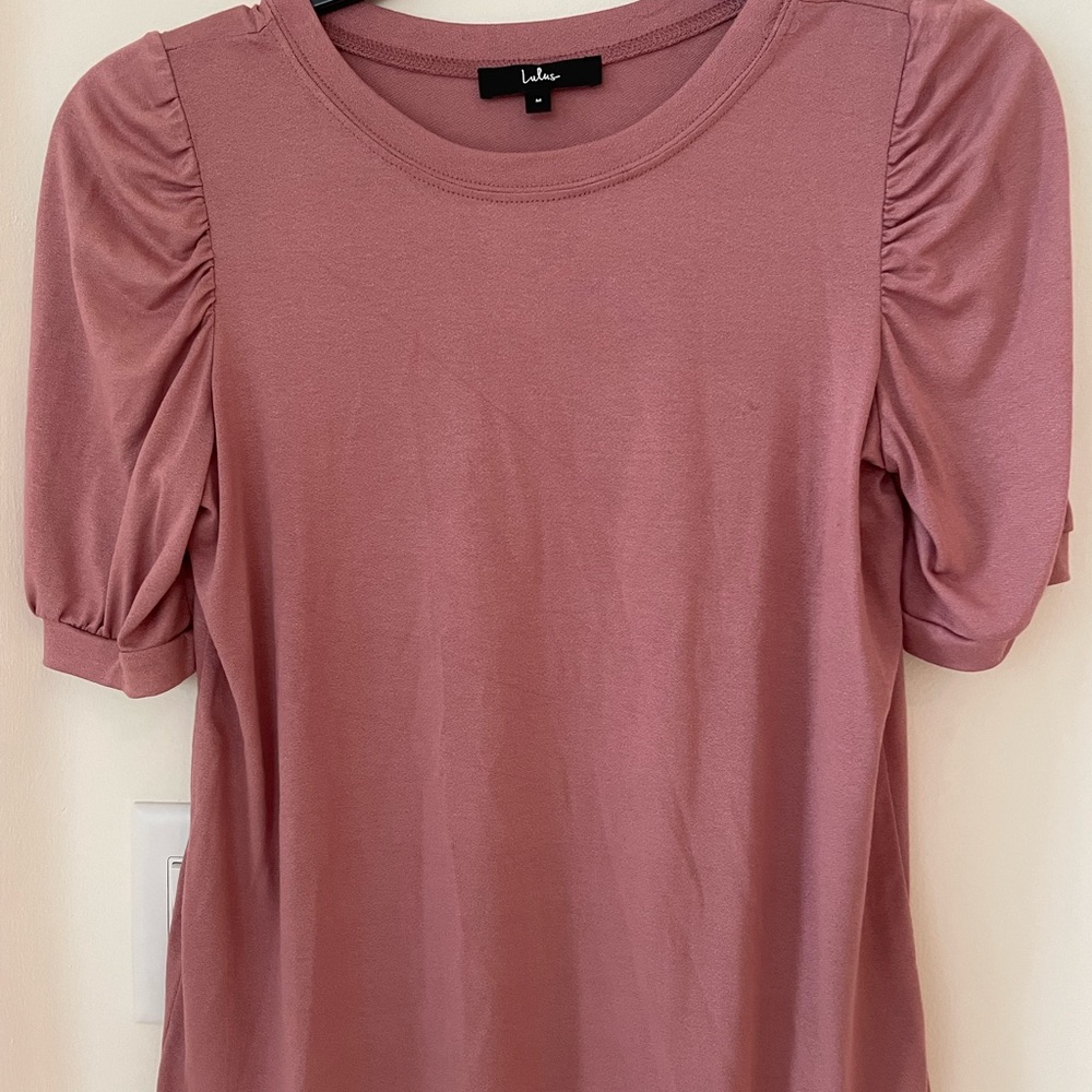 Lulu's Dusty Rose Puff Sleeve Top